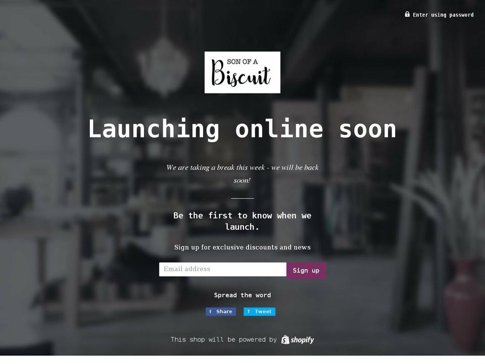 sonofabiscuit.co.uk shopify website screenshot