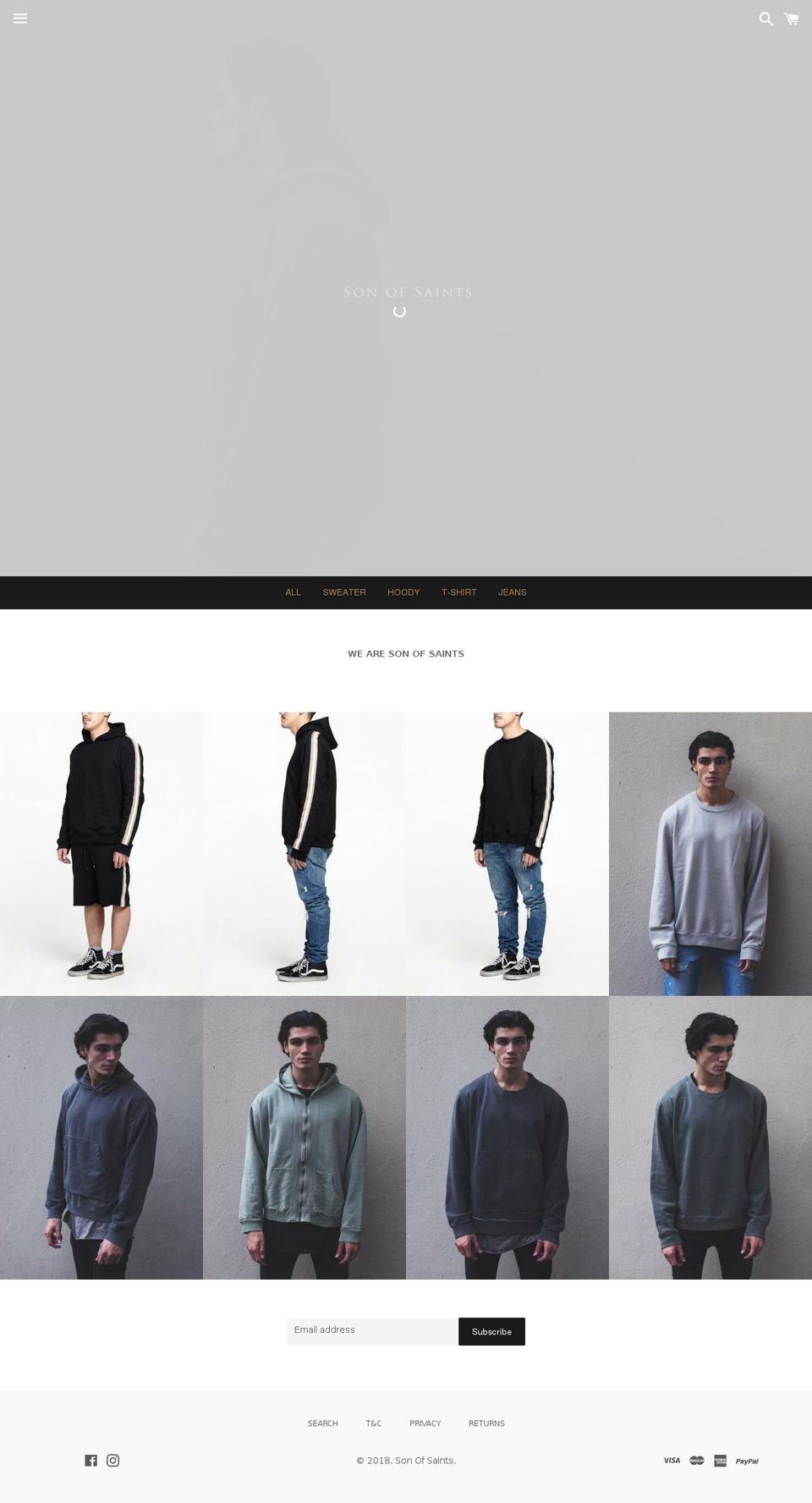 sonofsaints.com shopify website screenshot