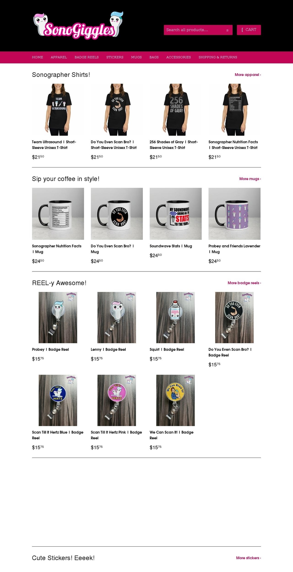 sonogiggles.com shopify website screenshot