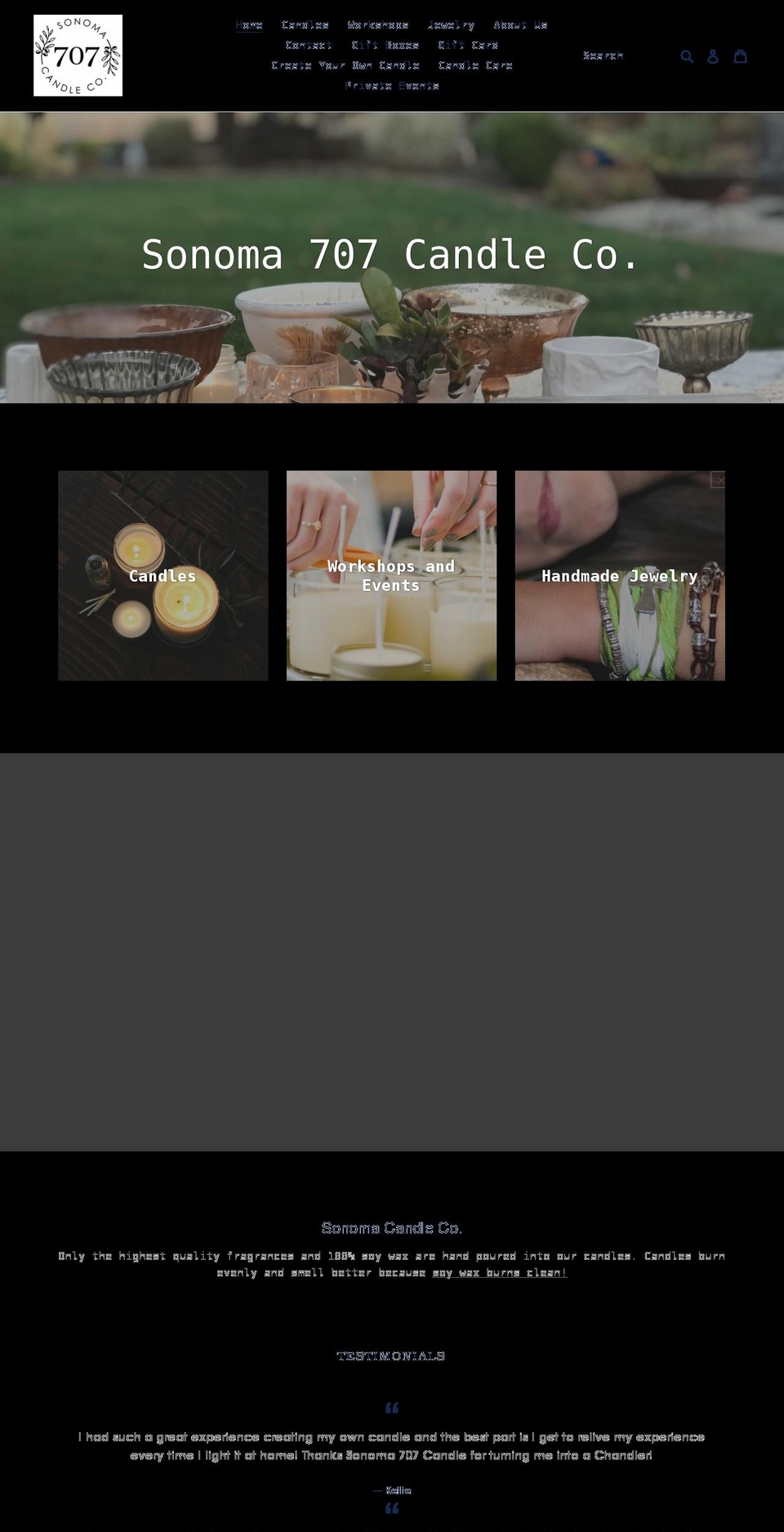 sonoma707candle.com shopify website screenshot