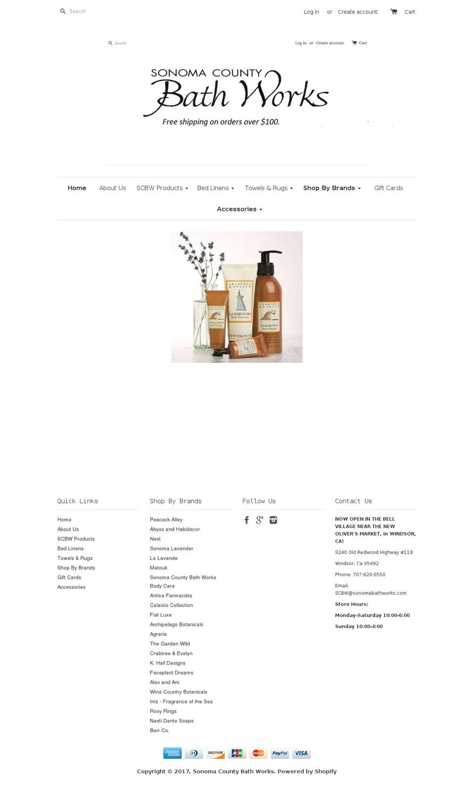 sonomabathworks.com shopify website screenshot