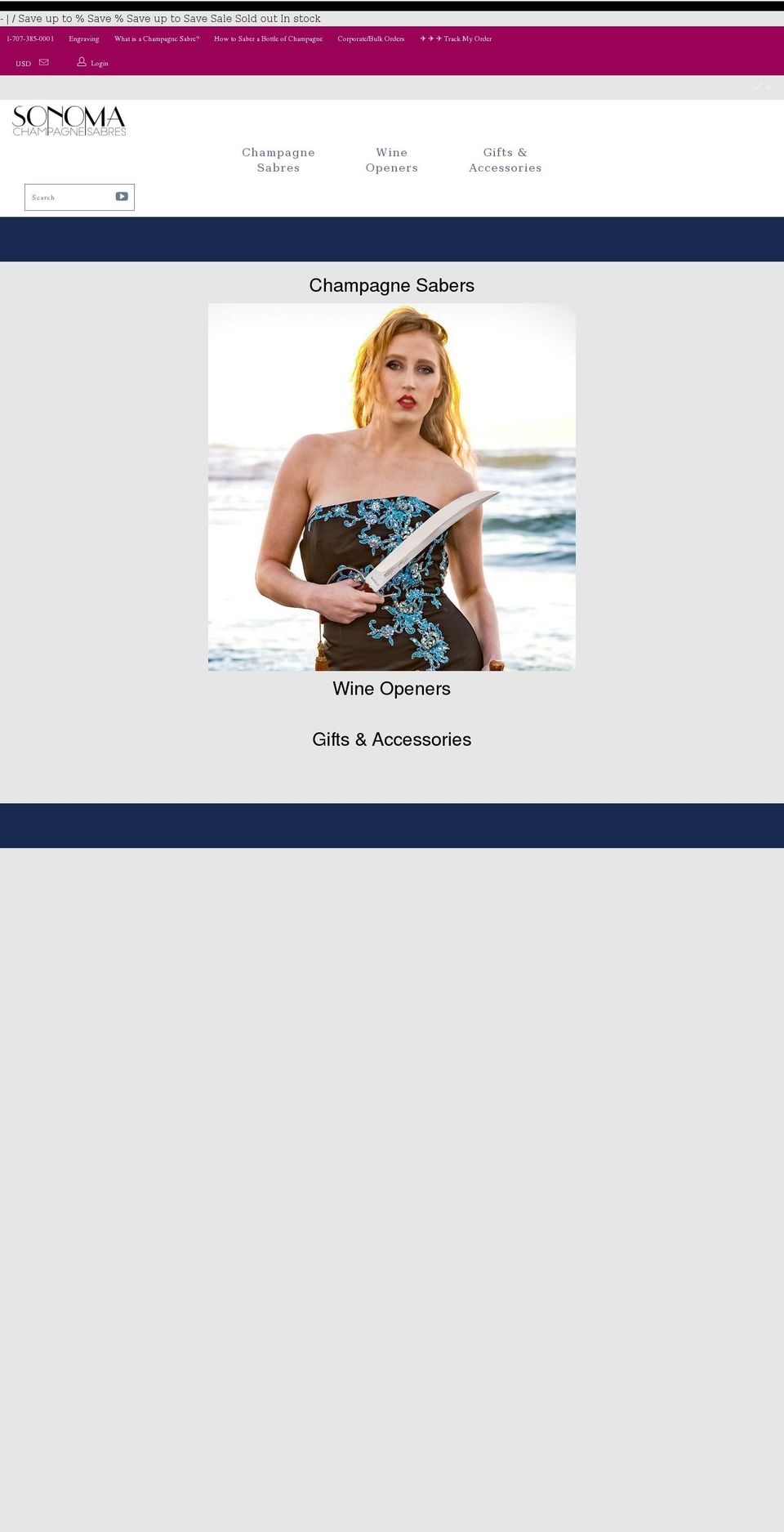 sonomachampagnesabres.com shopify website screenshot