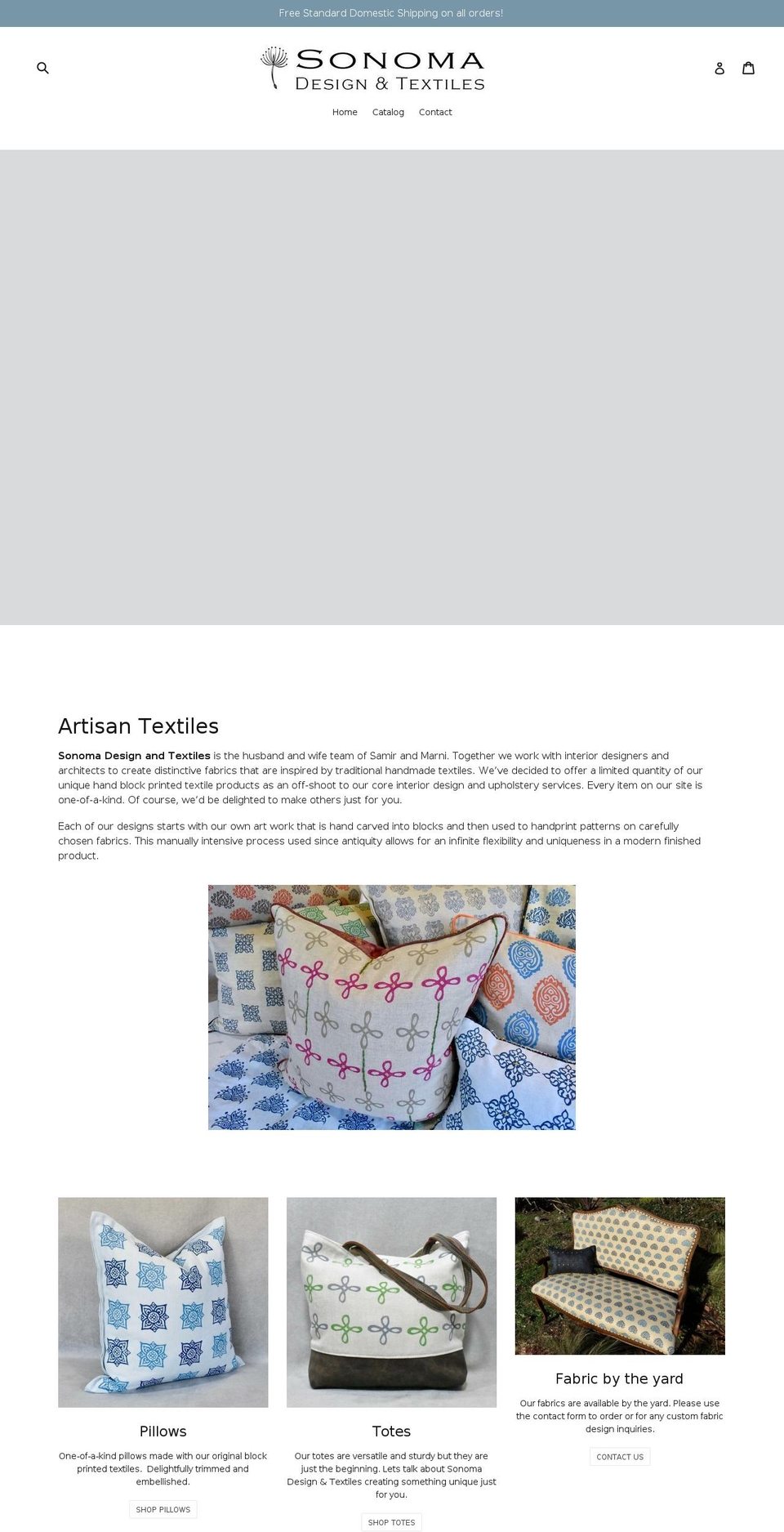 sonomadesignandtextiles.com — Shopify storefront screenshot