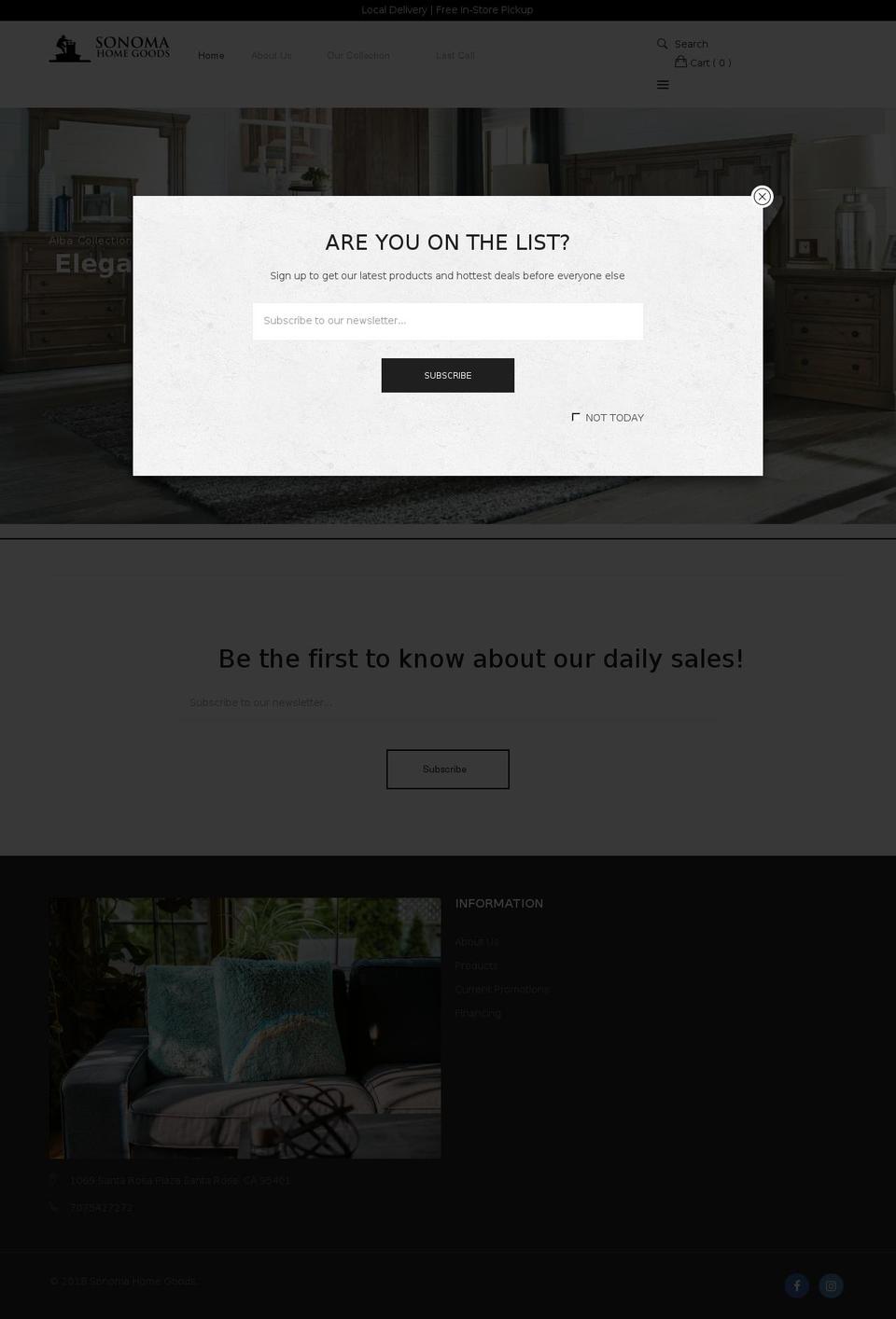 sonomahomegoods.com shopify website screenshot