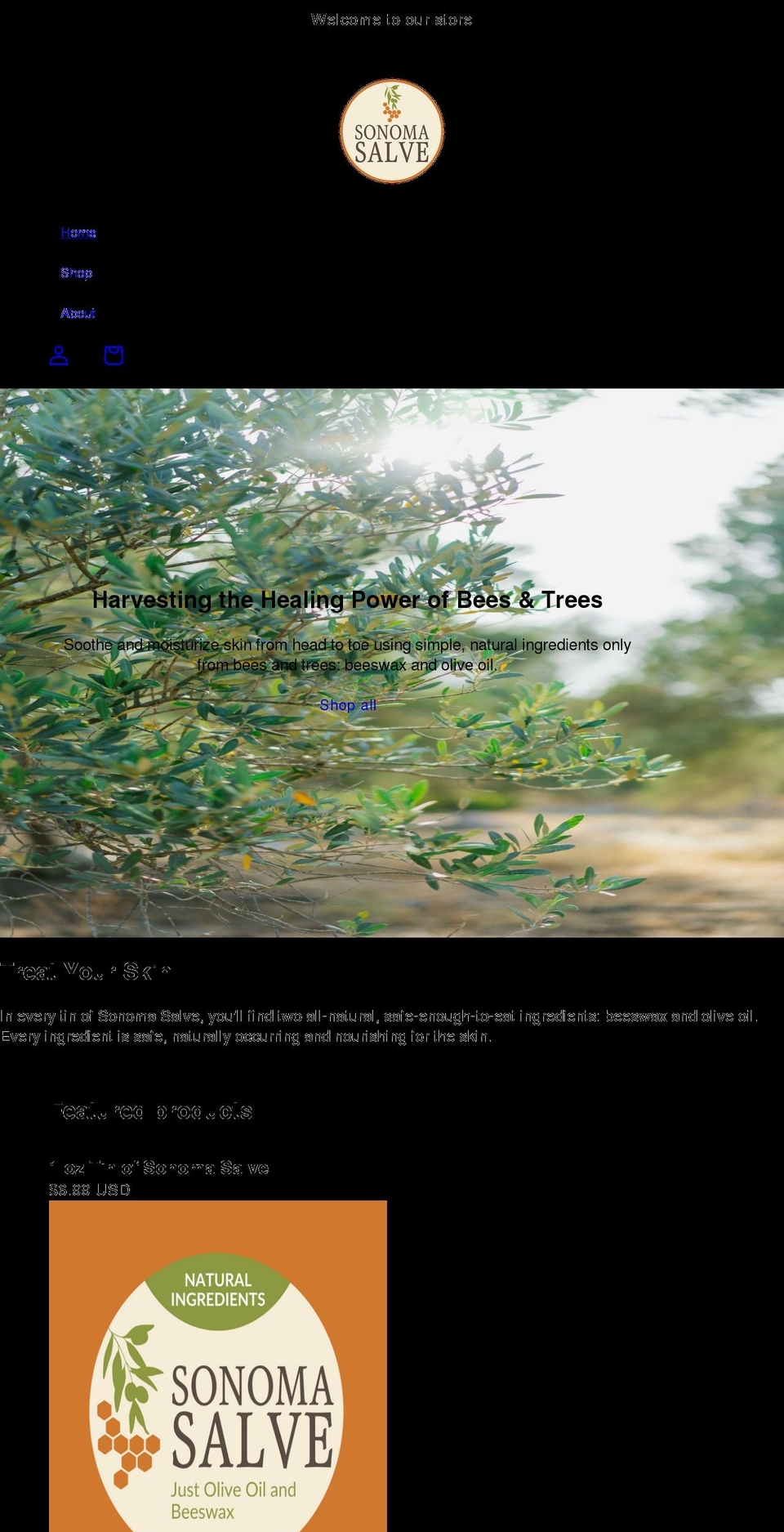 sonomasalve.com shopify website screenshot