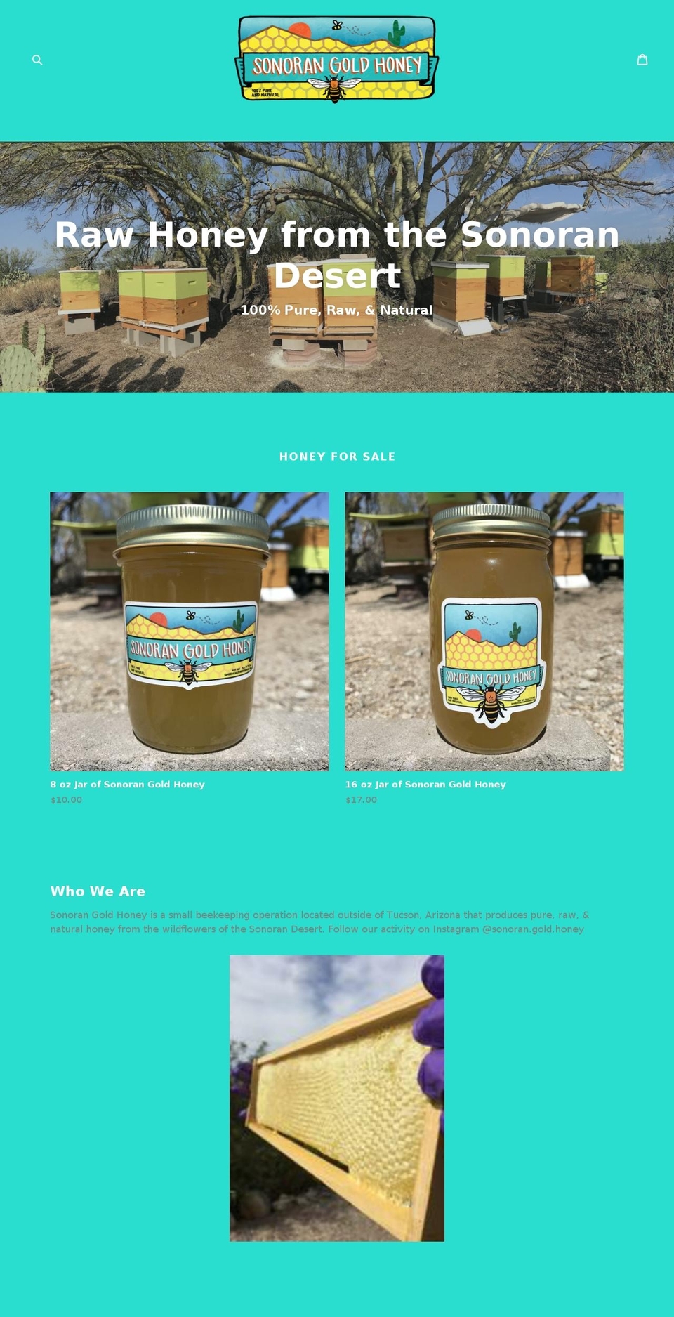 sonorangoldhoney.com shopify website screenshot