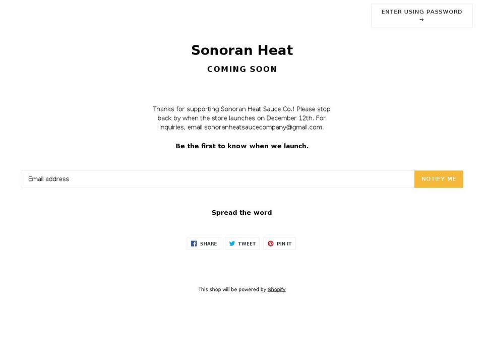 sonoranheat.com shopify website screenshot