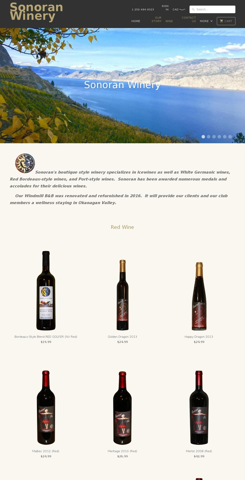 sonoranwinery.com shopify website screenshot