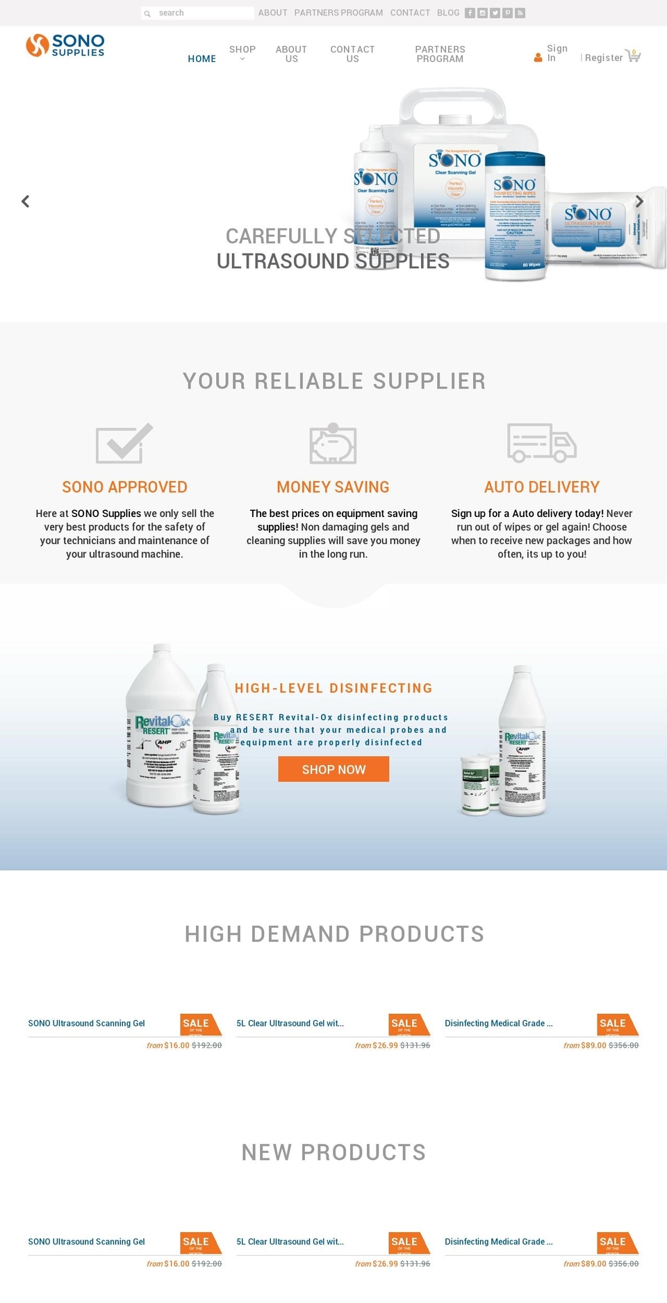 sonosupplies.com — Shopify storefront screenshot
