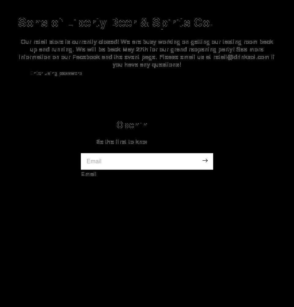 sons-of-liberty-beer-spirits-co.myshopify.com shopify website screenshot