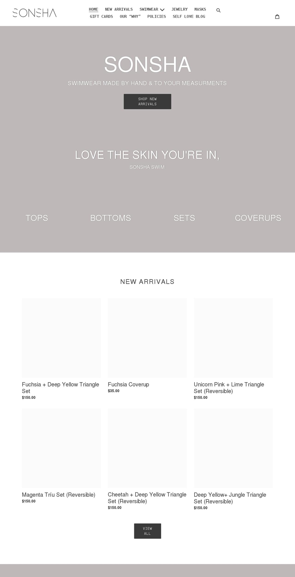 sonsha.com shopify website screenshot