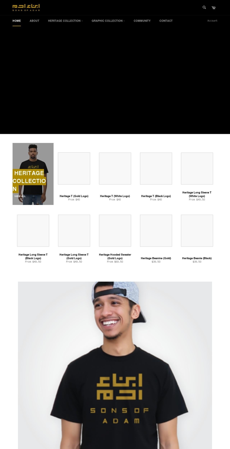 sonsofadam.ca shopify website screenshot