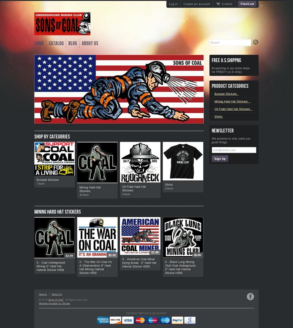 sonsofcoal.com — Shopify storefront screenshot