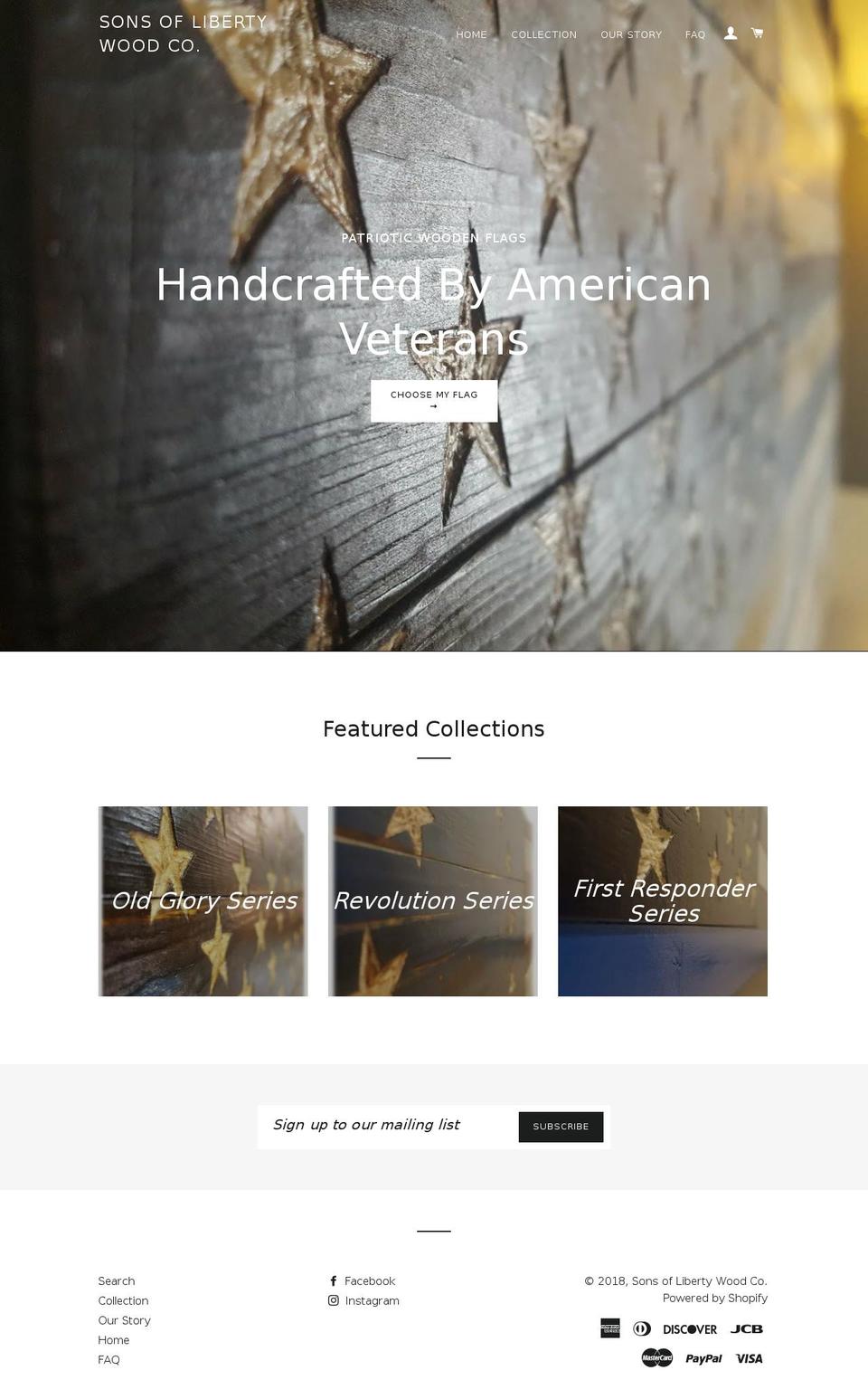 sonsoflibertywood.com — Shopify storefront screenshot