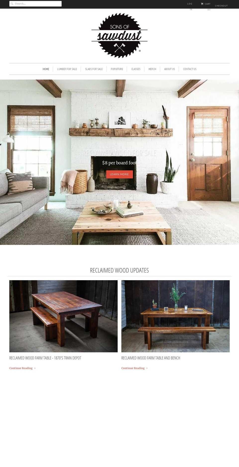 sonsofsawdust.com shopify website screenshot