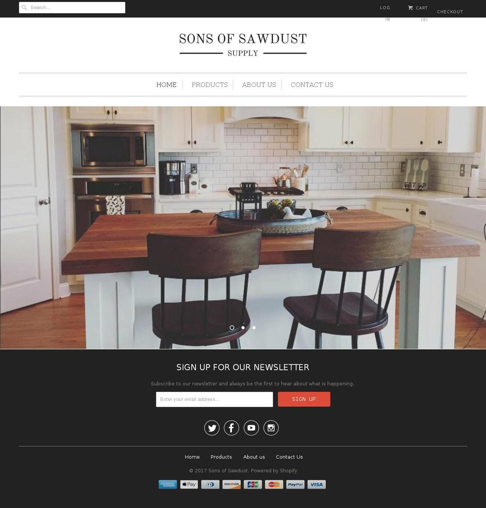 sonsofsawdustsupply.com shopify website screenshot