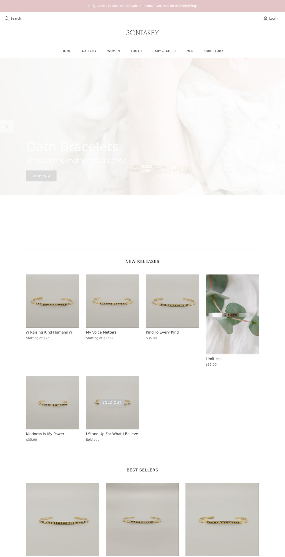 sontakey.com shopify website screenshot
