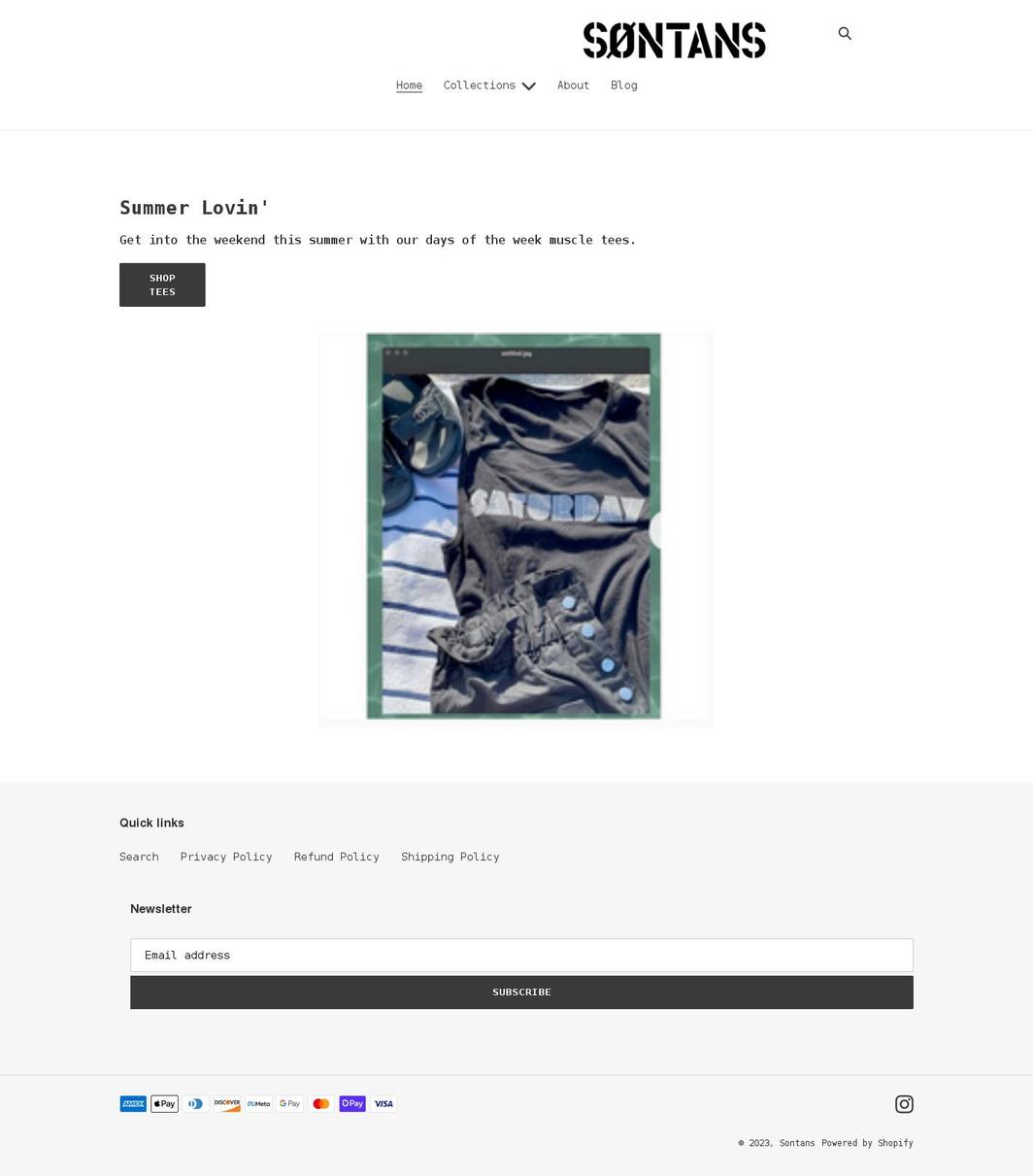 sontans.com shopify website screenshot
