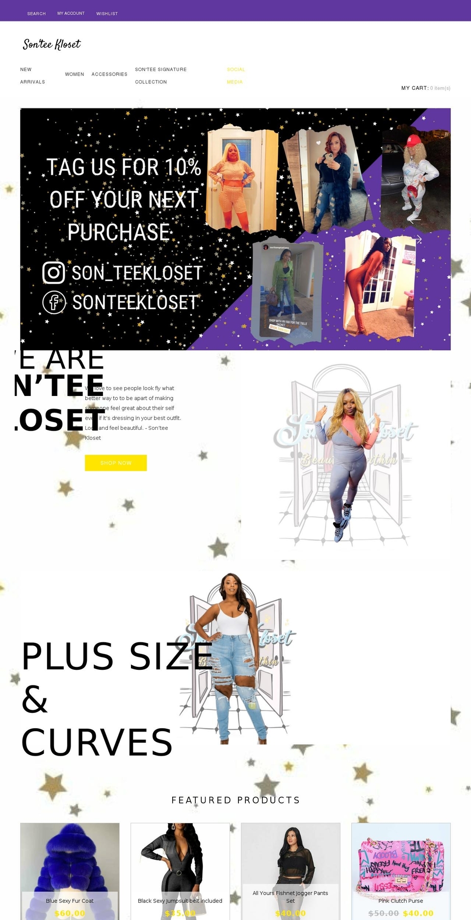 sonteekloset.com shopify website screenshot