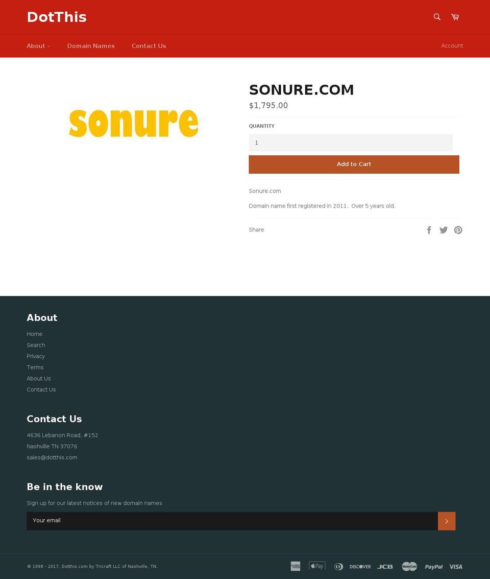 sonure.com shopify website screenshot