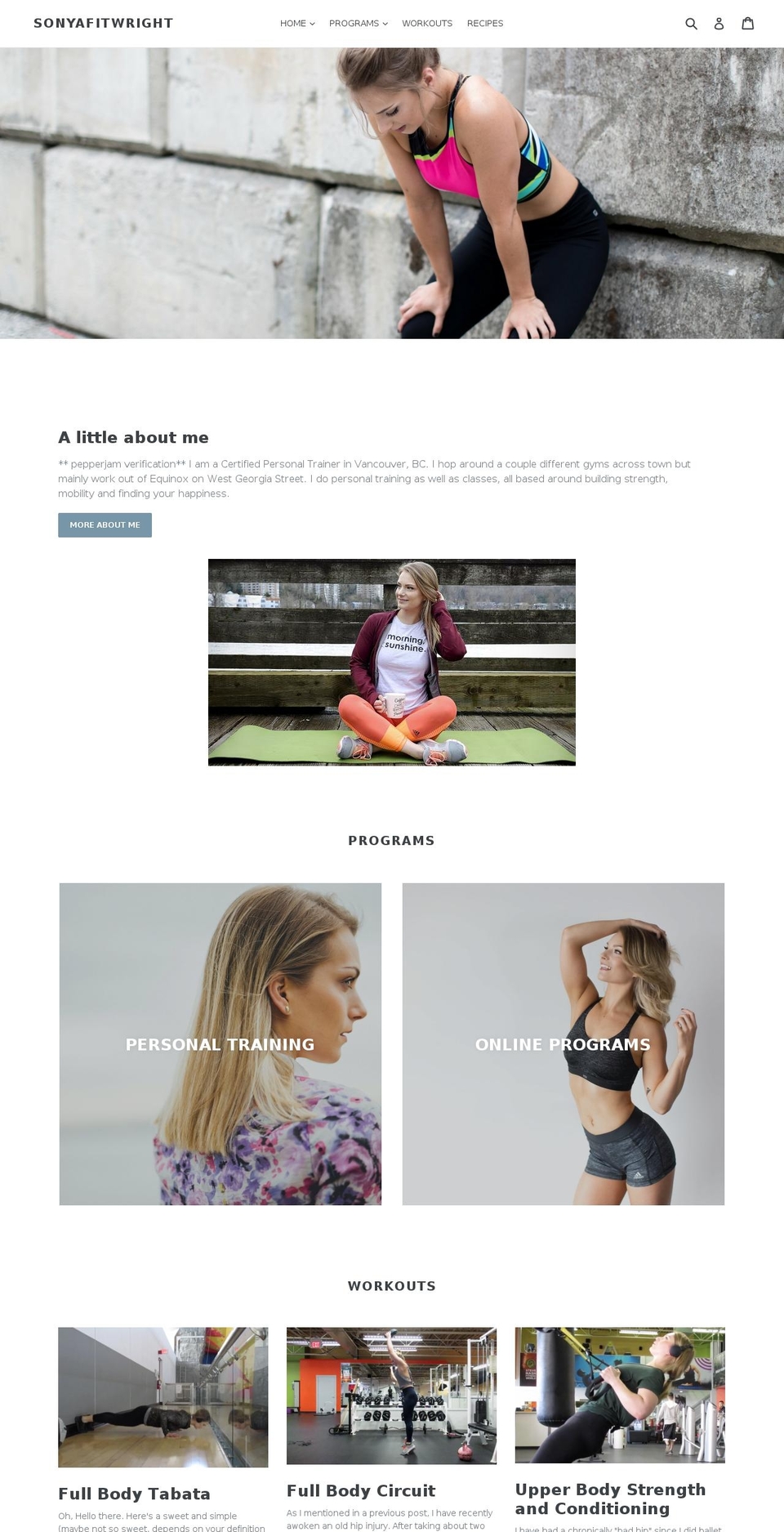 sonyafitwright.com — Shopify storefront screenshot