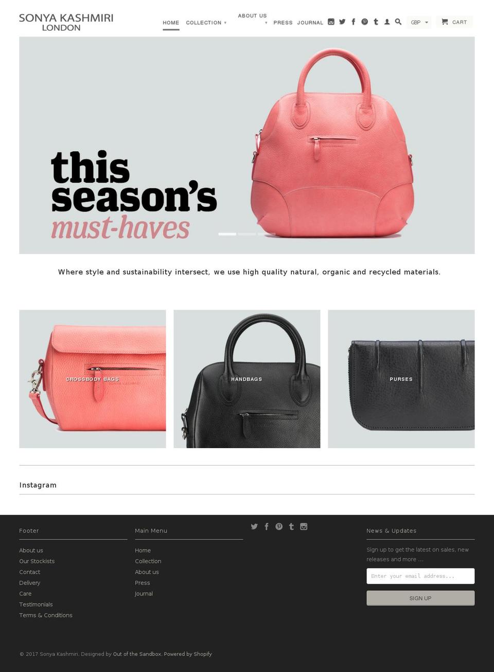 sonyakashmiri.com shopify website screenshot