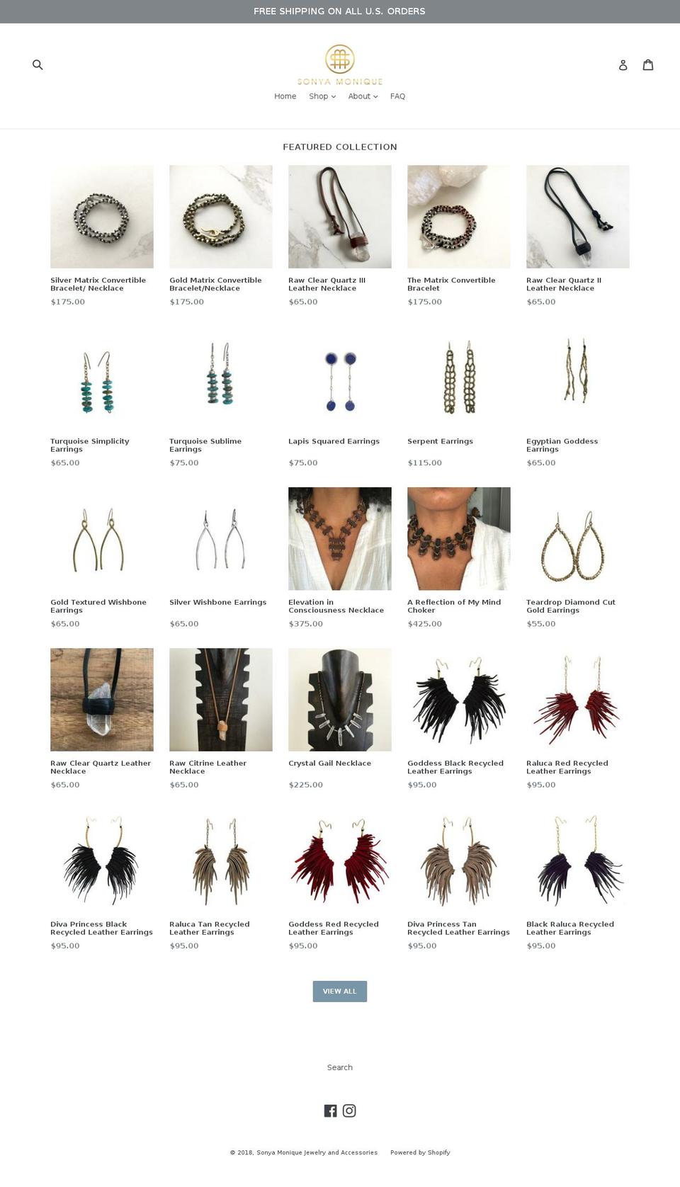 sonyamonique.com — Shopify storefront screenshot