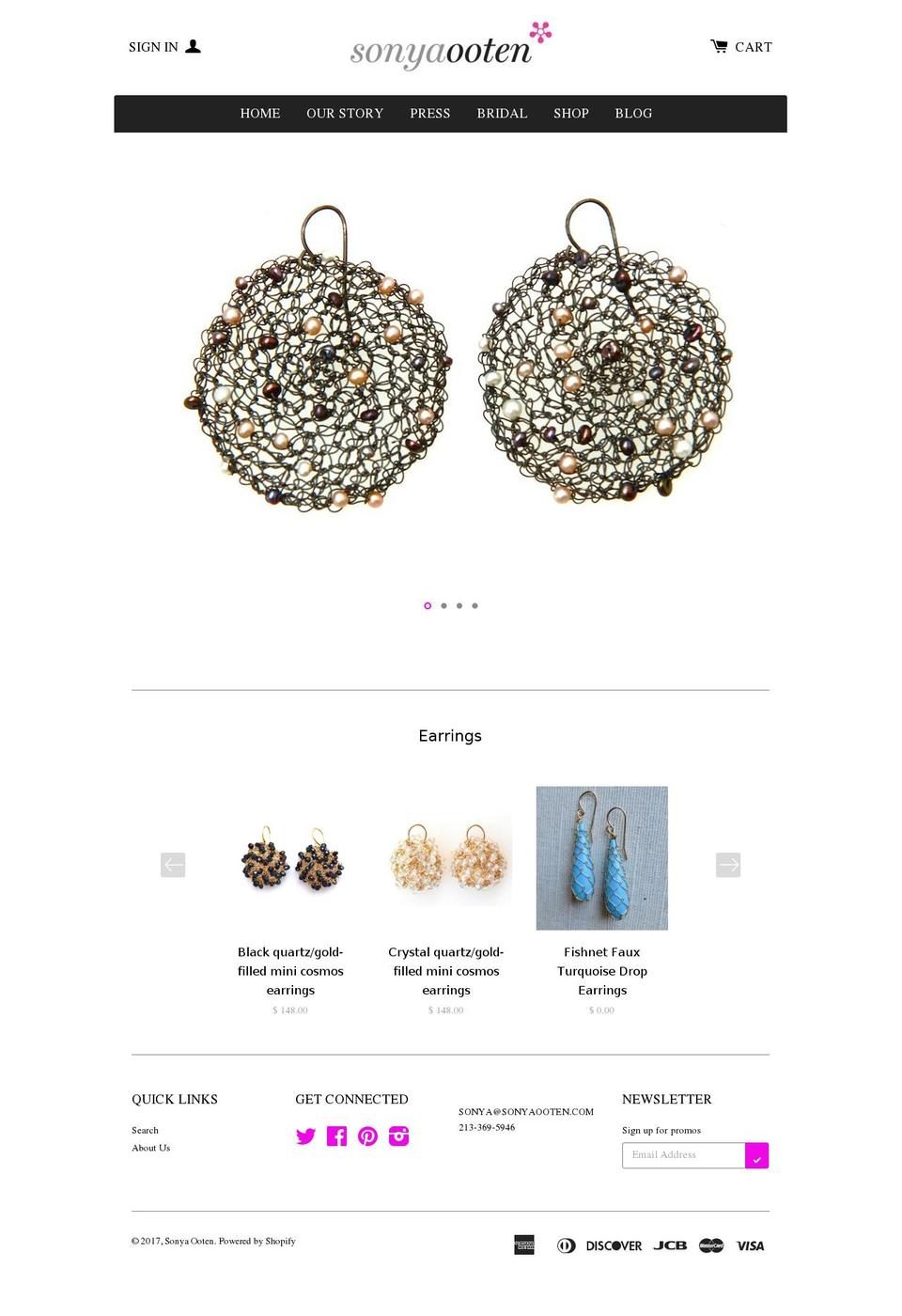 sonyaootenjewelry.com shopify website screenshot