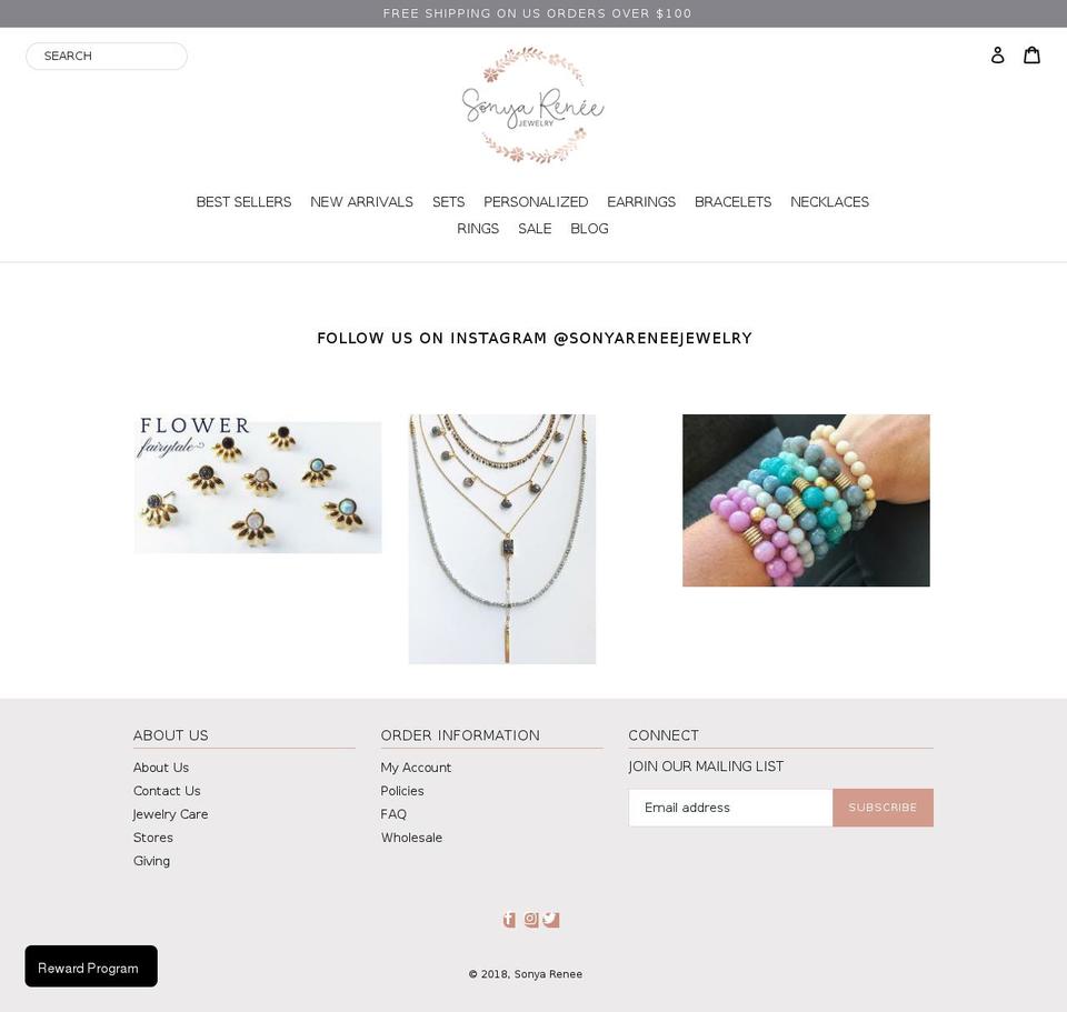 sonyarenee.com shopify website screenshot