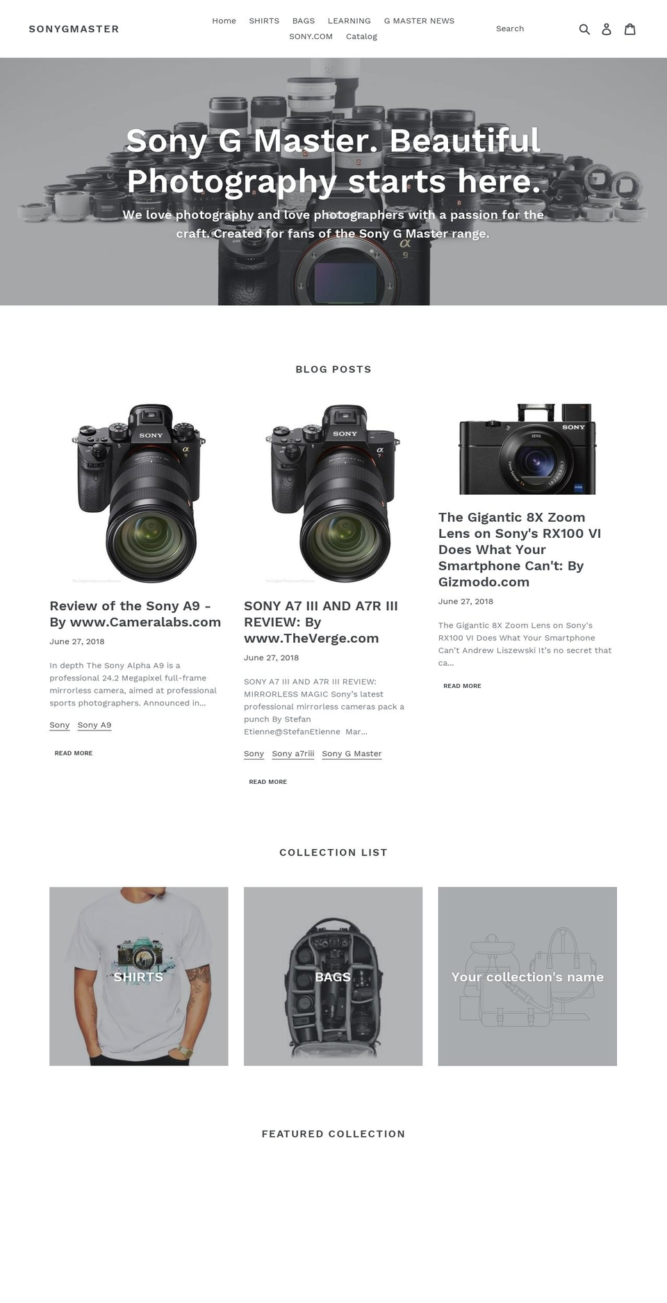 sonygmaster.com — Shopify storefront screenshot