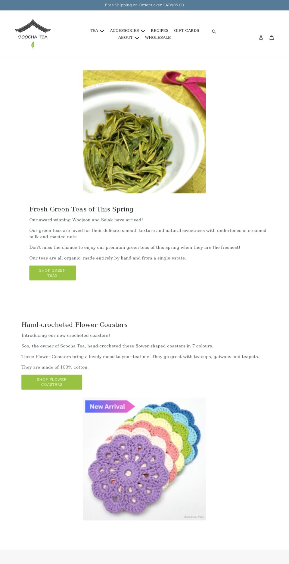 soochatea.ca shopify website screenshot
