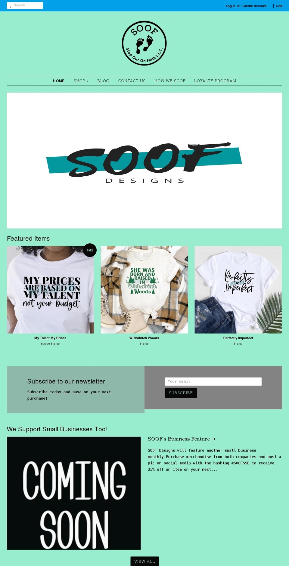 soof-designs.com shopify website screenshot