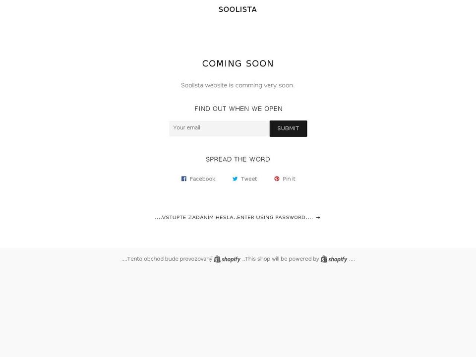 soolista.cz shopify website screenshot