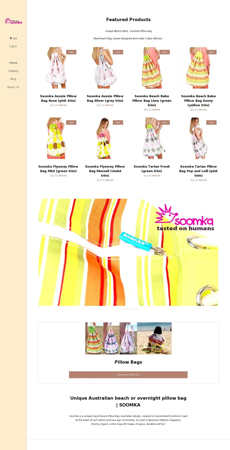 soomkapillowbag.com shopify website screenshot