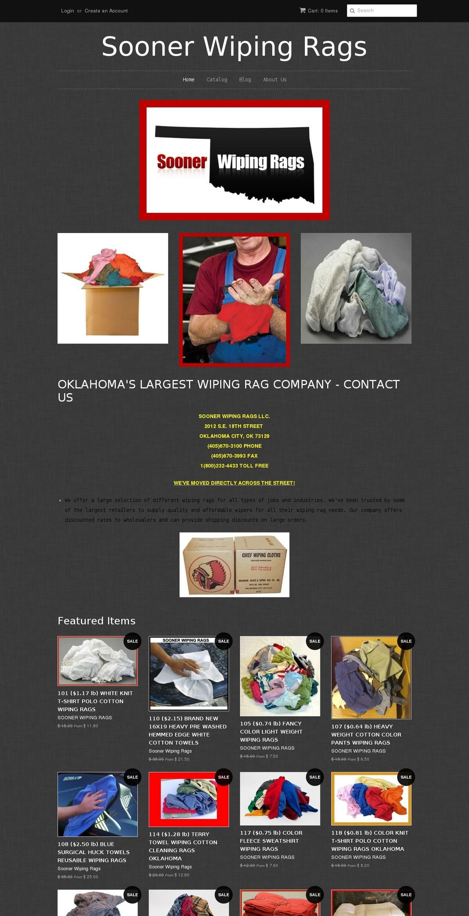 soonerwipingrags.com — Shopify storefront screenshot