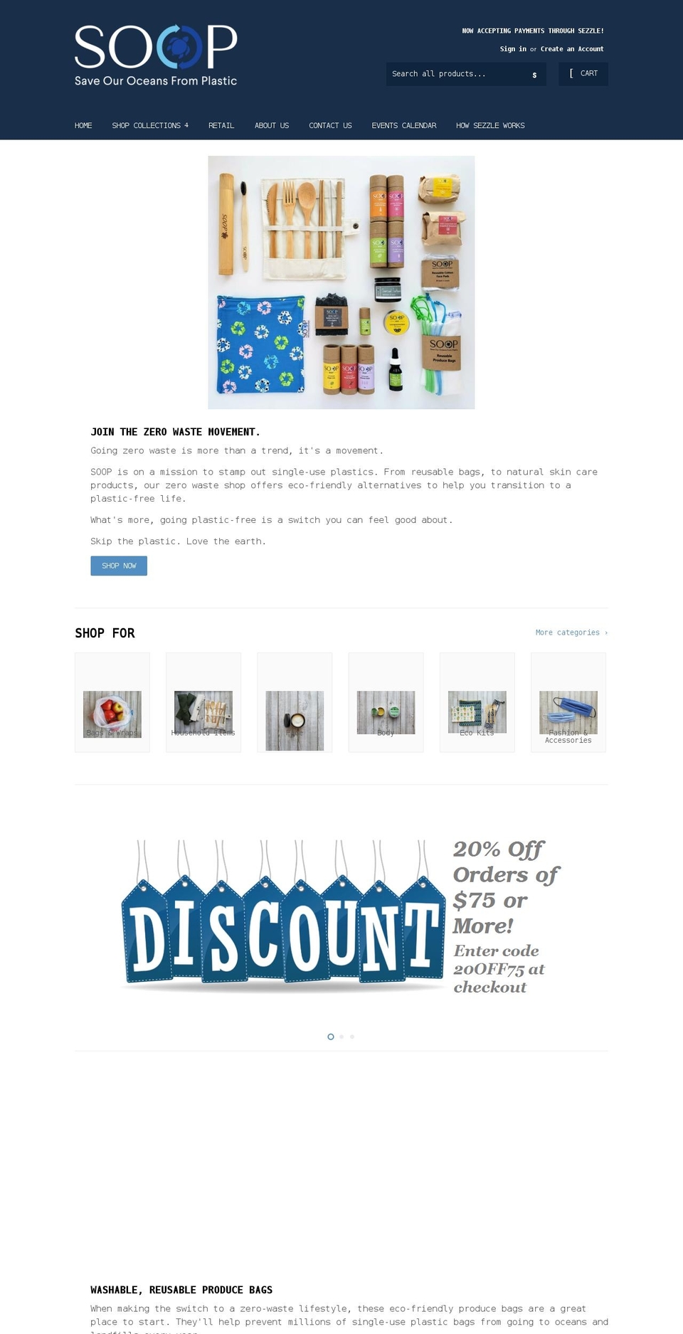soopbags.ca shopify website screenshot