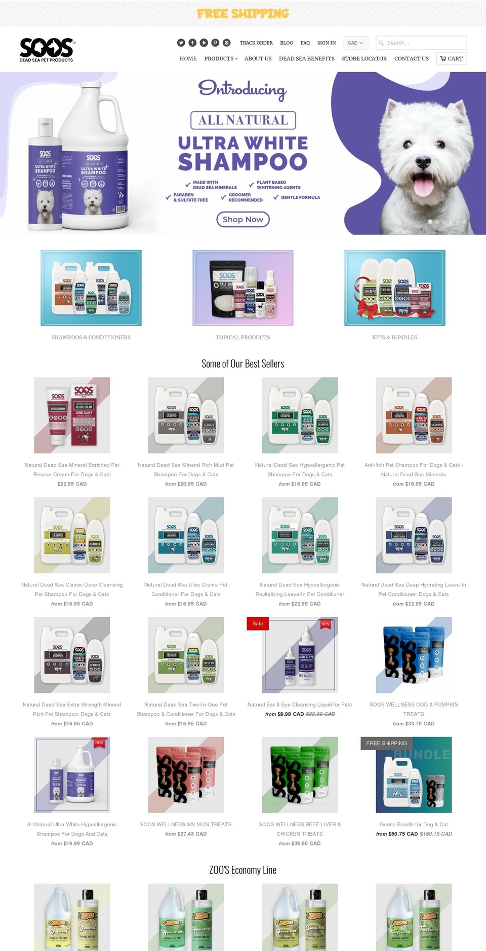 soospets.ca shopify website screenshot