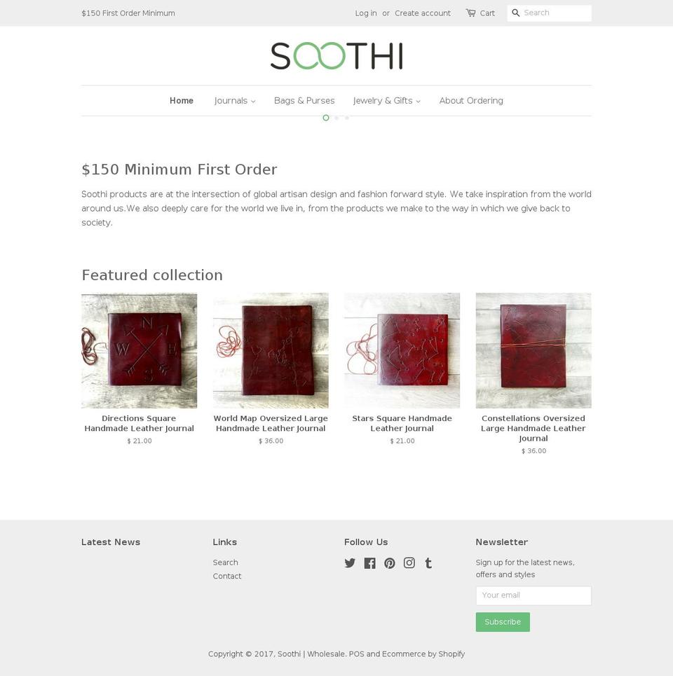 soothi-wholesale.com shopify website screenshot
