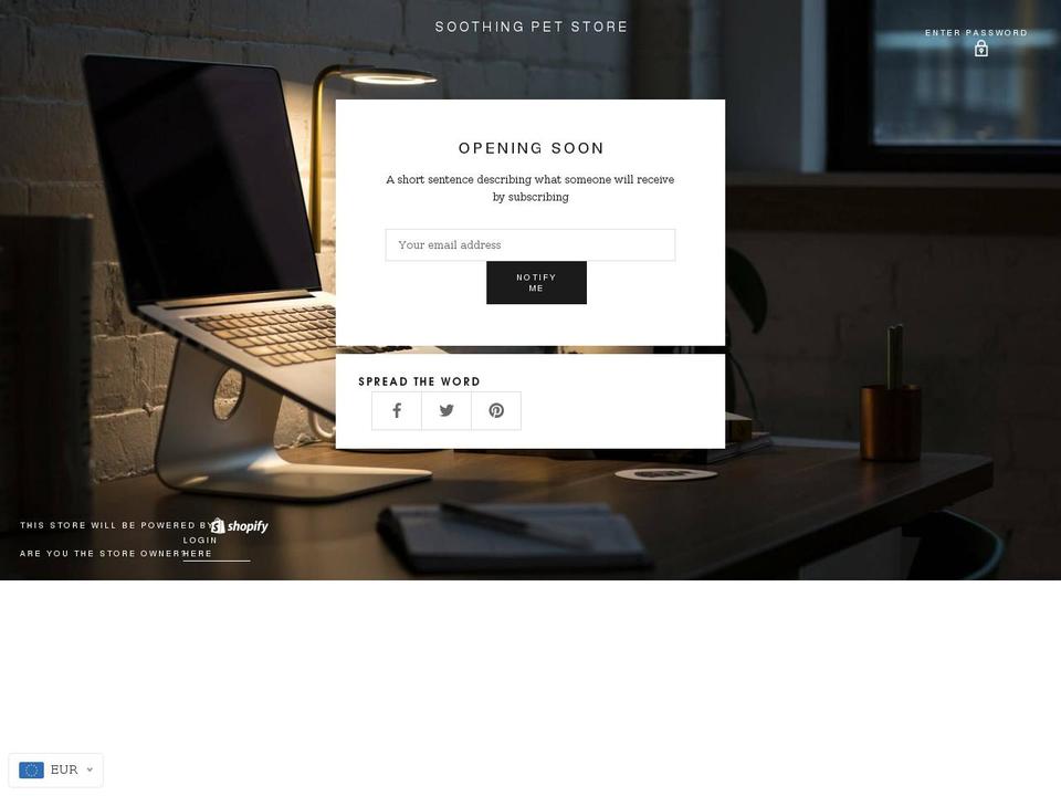 soothingpetstore.com shopify website screenshot