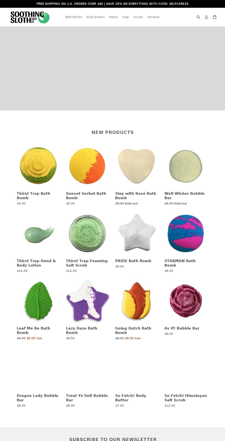 soothingsloth.com shopify website screenshot