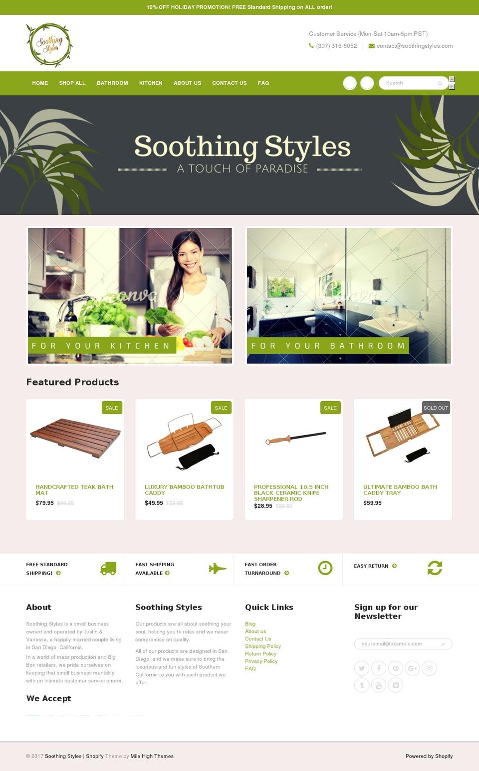 soothingstyles.com shopify website screenshot