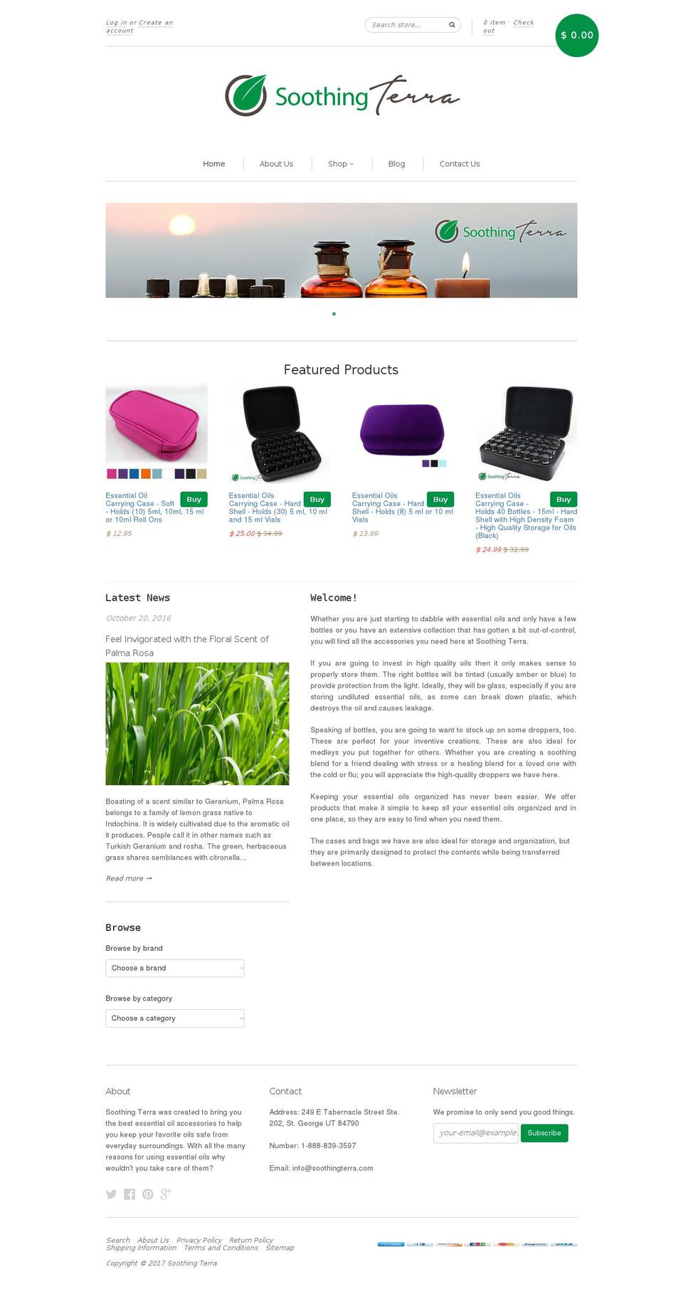soothingterra.com shopify website screenshot