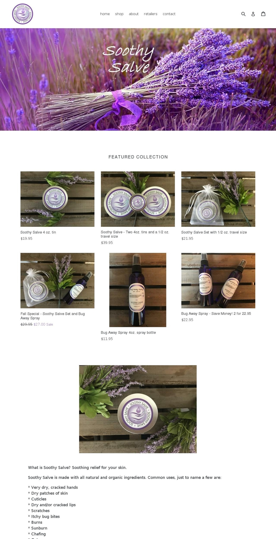 soothysalve.com shopify website screenshot