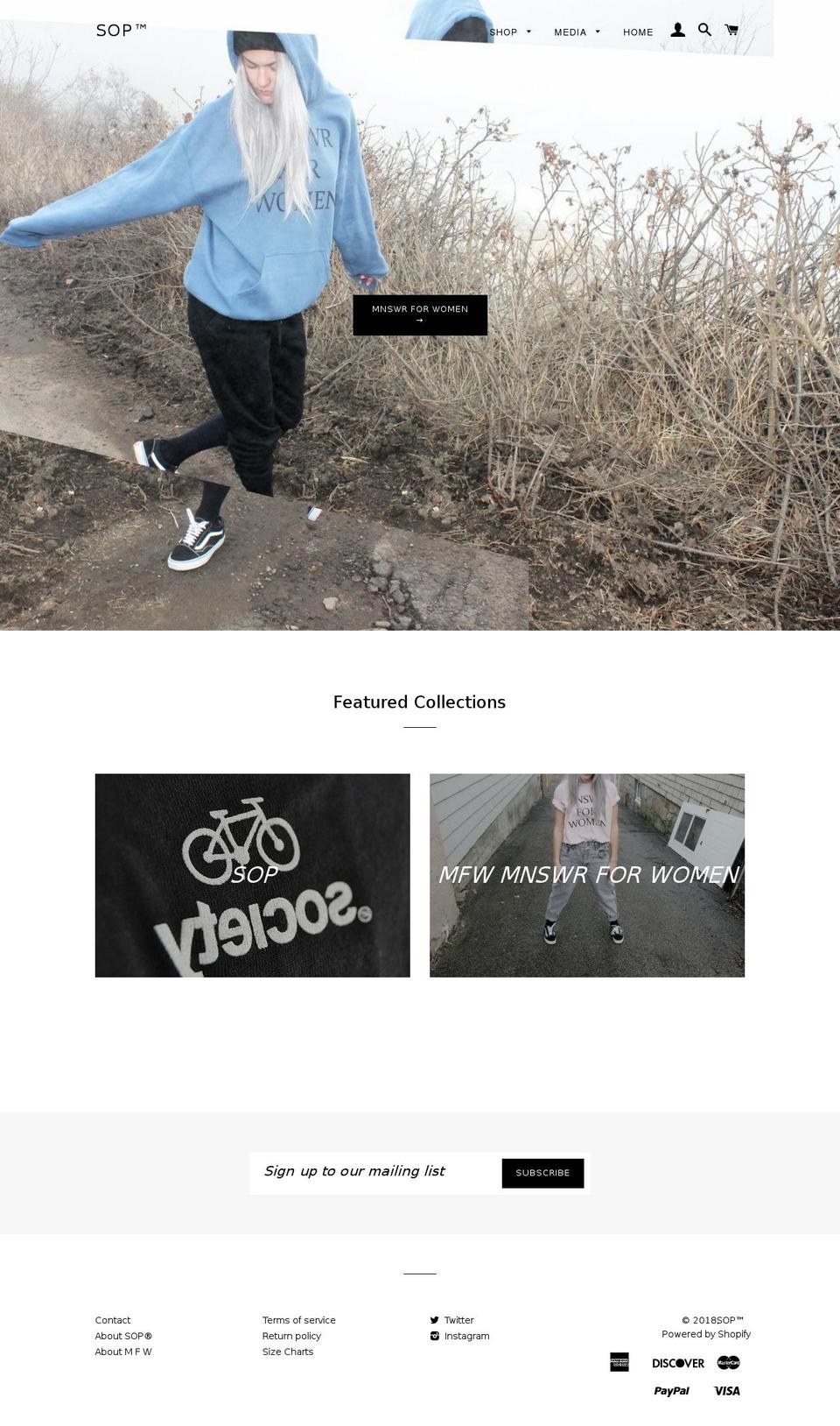 sopbrand.com shopify website screenshot