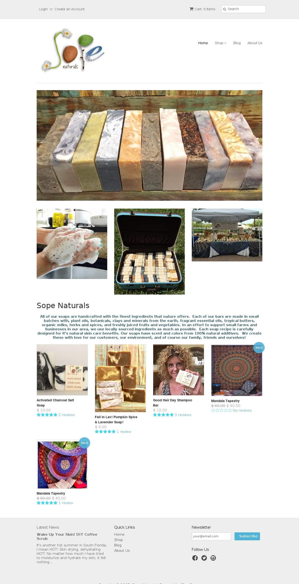 sopenaturals.com shopify website screenshot