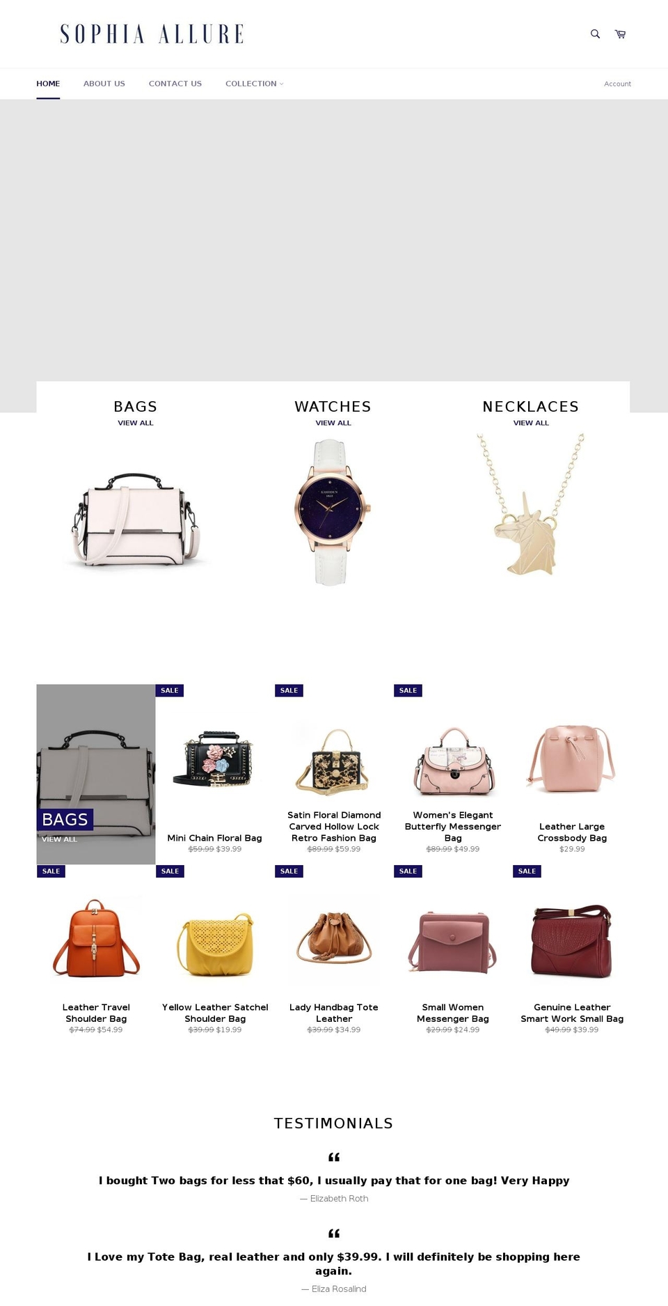 sophiaallure.com — Shopify storefront screenshot