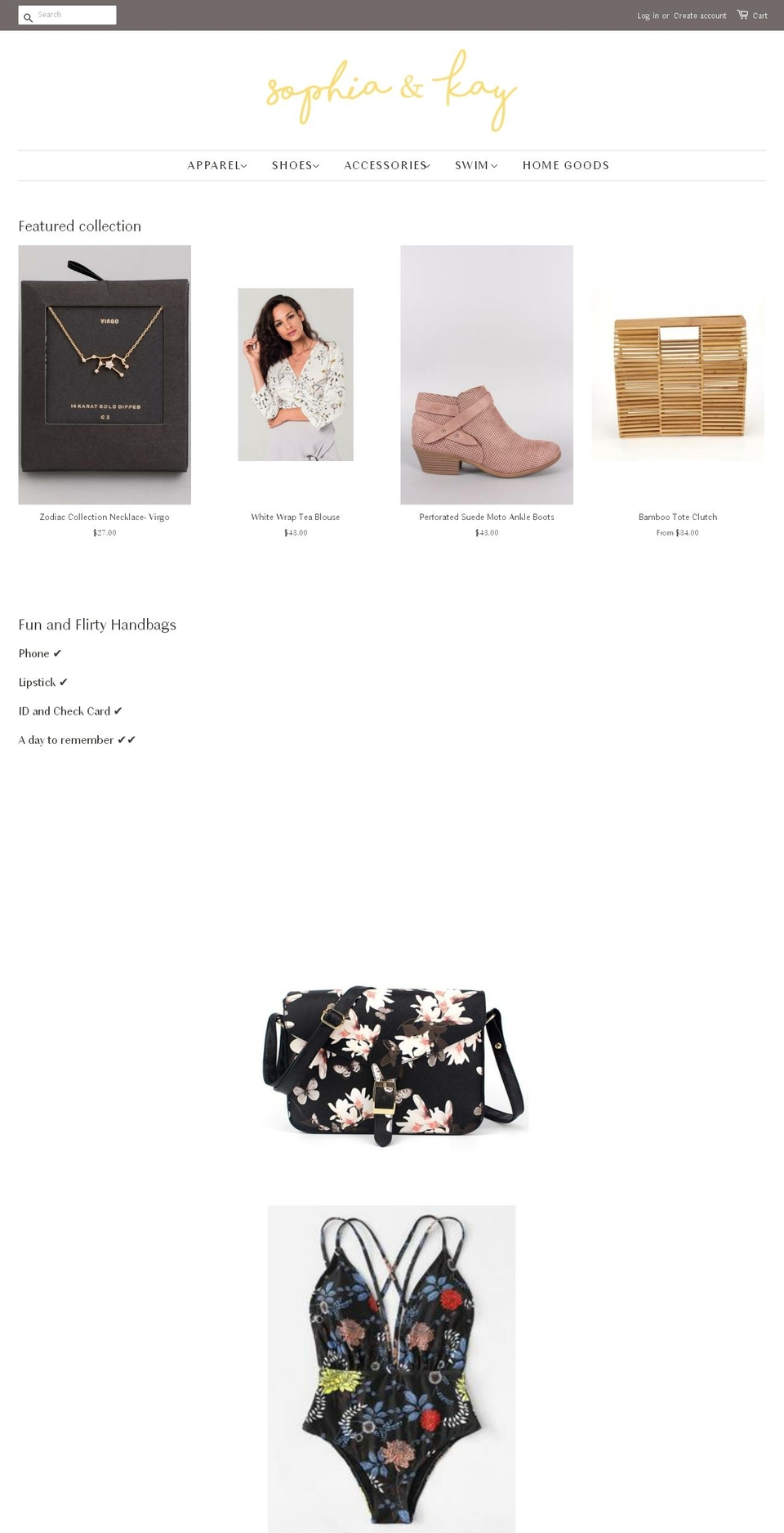 sophiaandkay.com — Shopify storefront screenshot