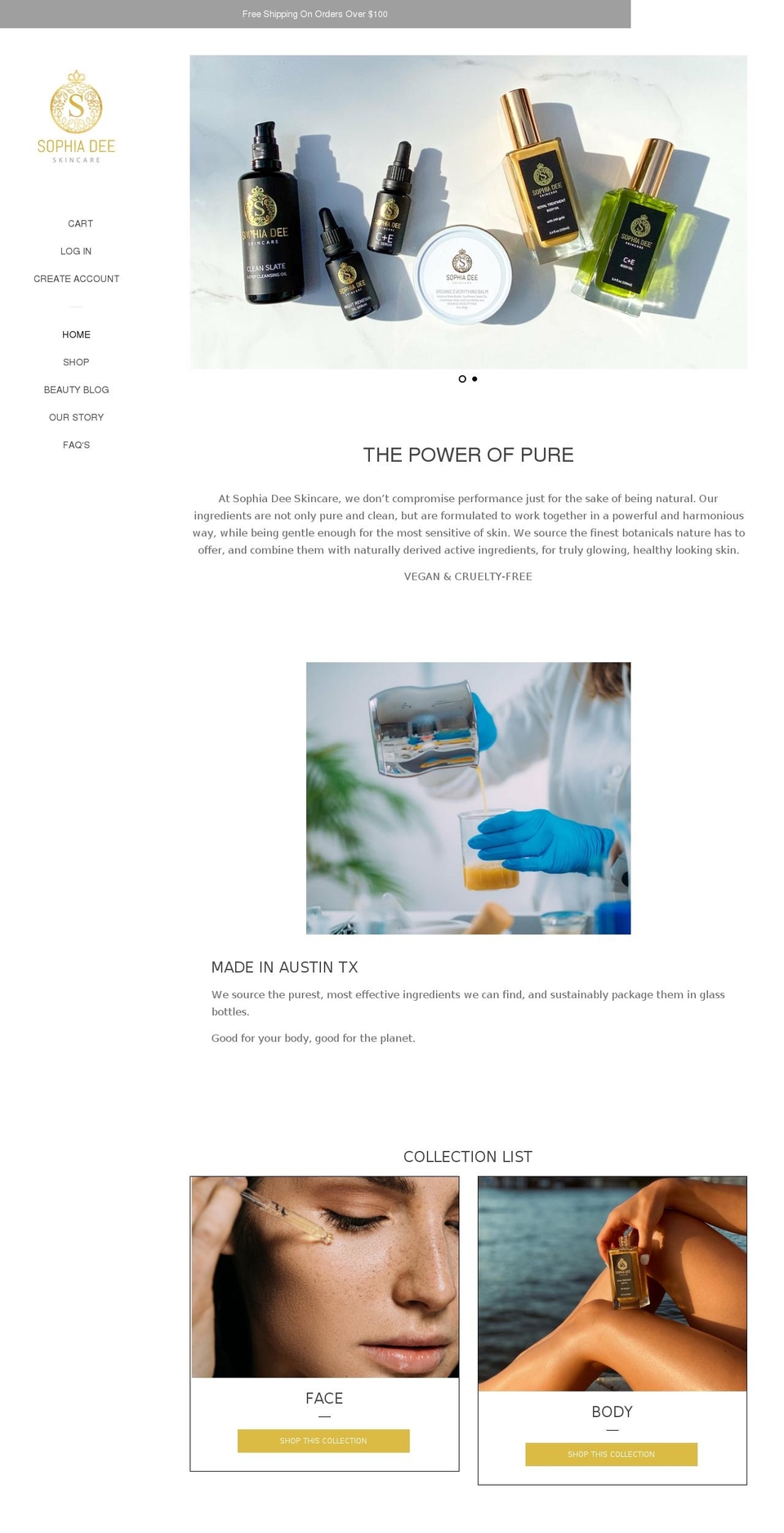 sophiadeeskincare.com shopify website screenshot