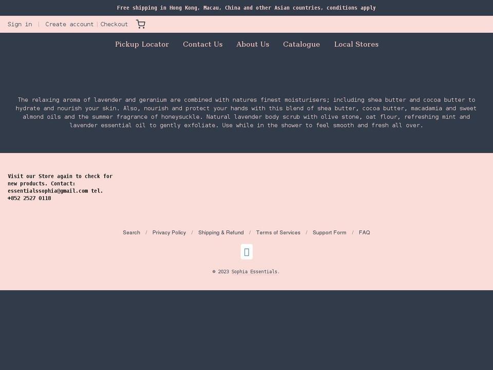sophiaessentials.com shopify website screenshot