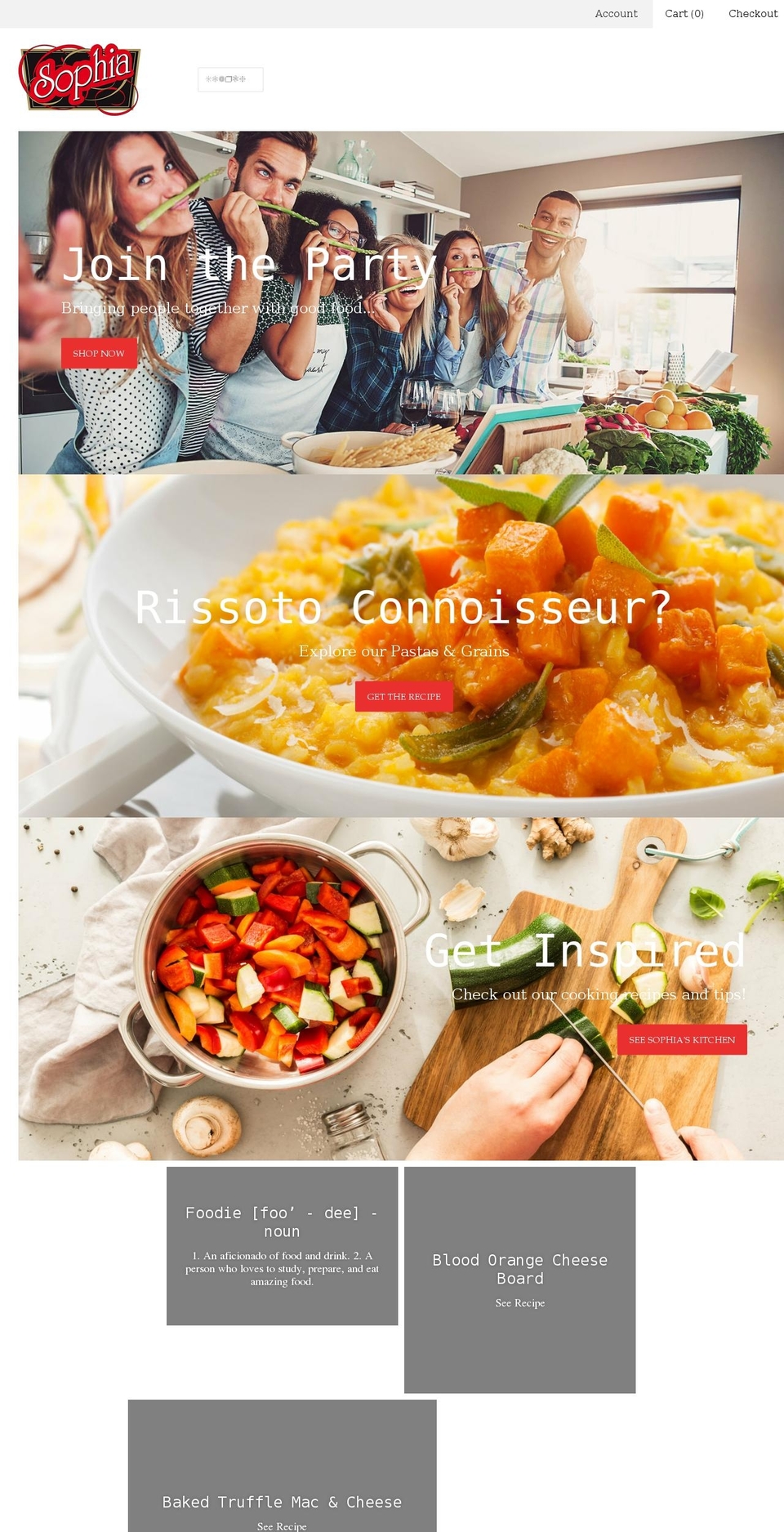 sophiafoods.com shopify website screenshot
